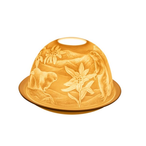 Cúpula porcelana marmotas edelweiss