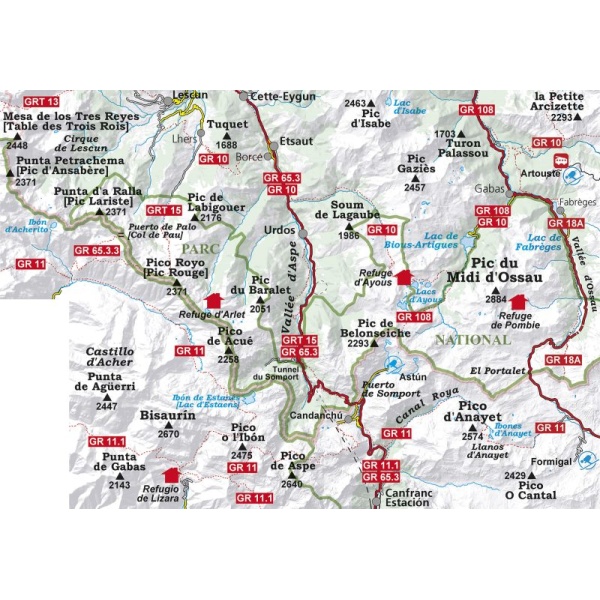 Mapa MIDI D’OSSAU – BALAITÚS (Parc National des Pyrénées . Ouest)